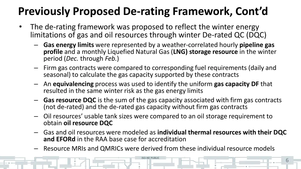 previously proposed de rating framework cont