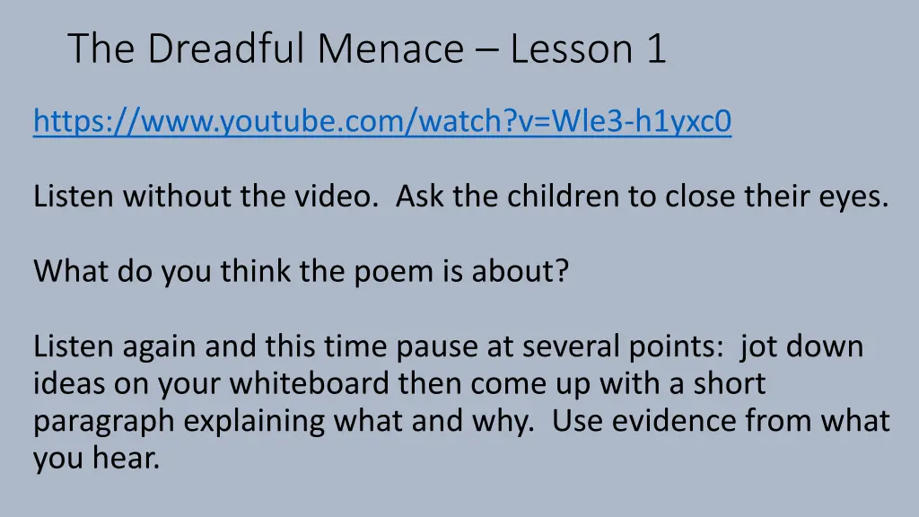 the dreadful menace lesson 1 1