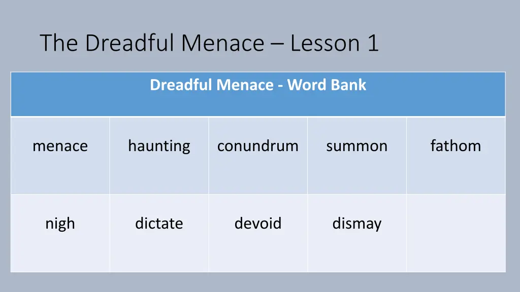 the dreadful menace lesson 1 3