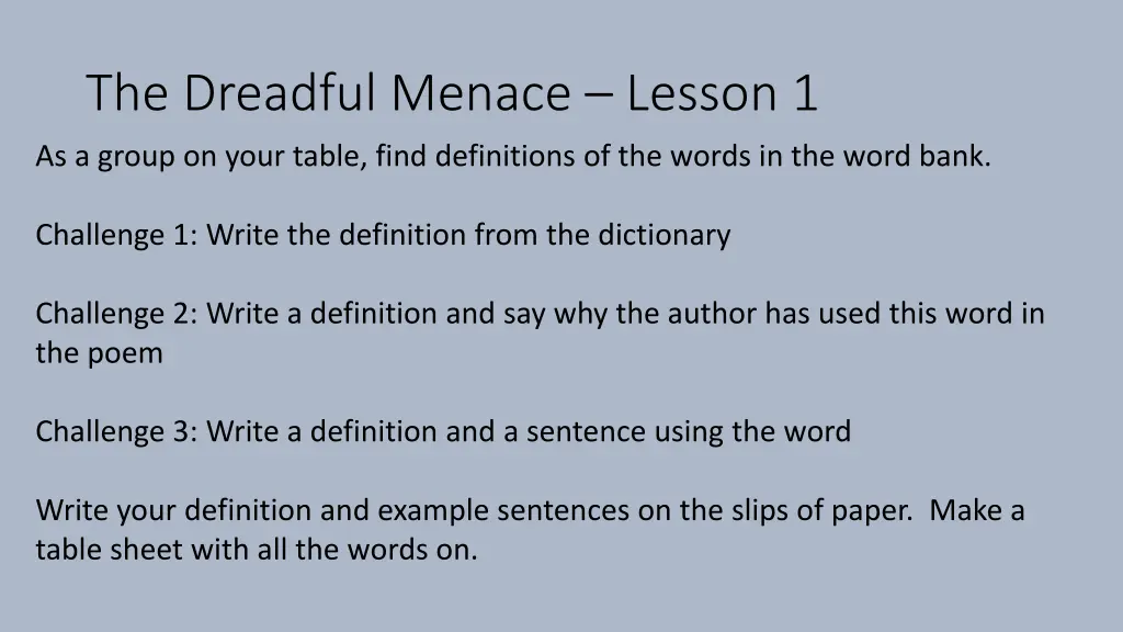 the dreadful menace lesson 1 4