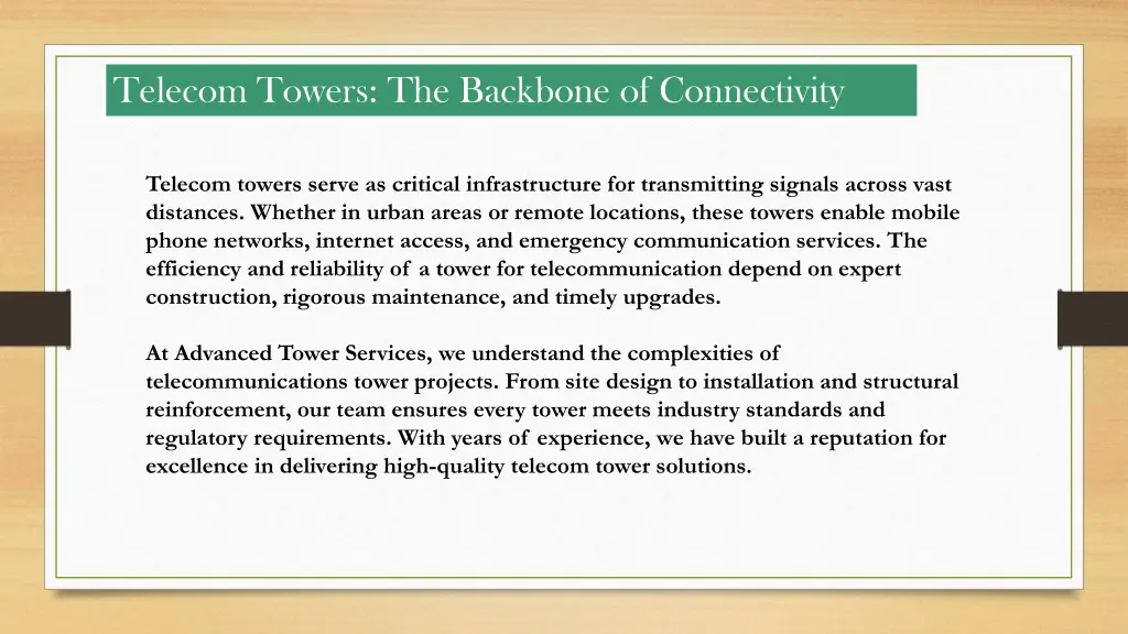 telecom towers the backbone of connectivity