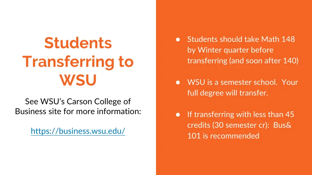 students transferring to wsu