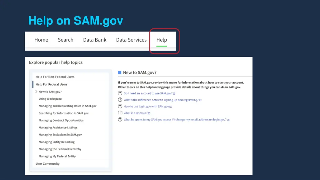 help on sam gov