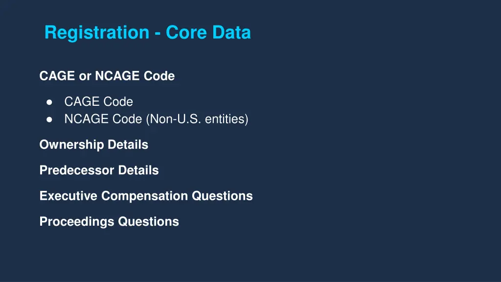 registration core data 1