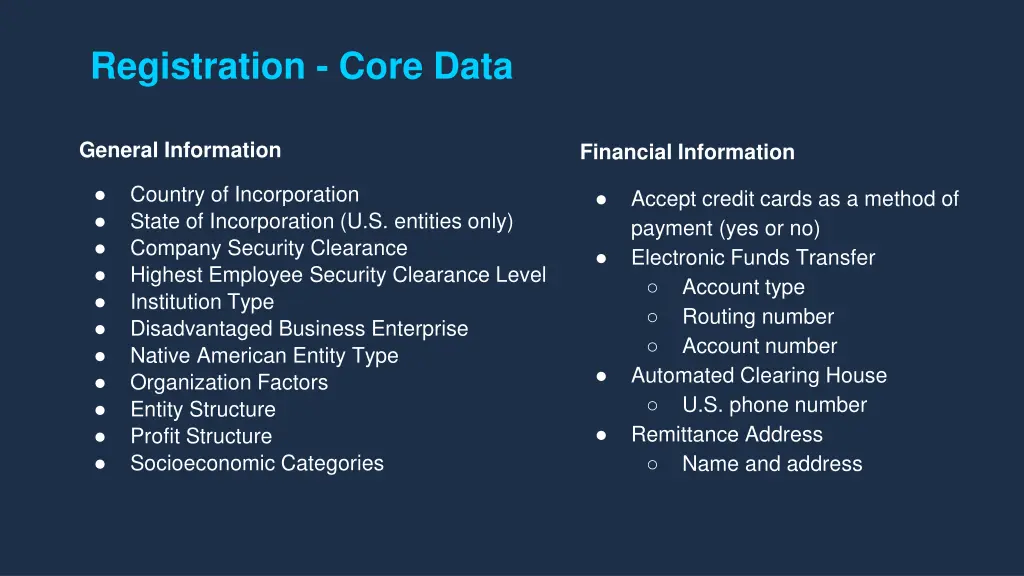 registration core data 2