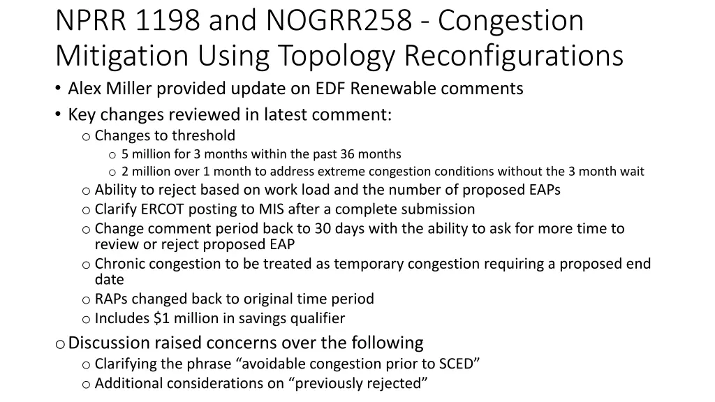 nprr 1198 and nogrr258 congestion mitigation