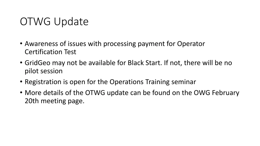 otwg update