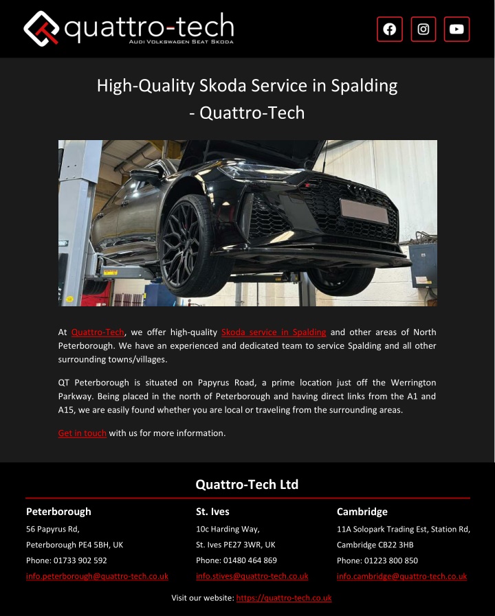 high quality skoda service in spalding quattro