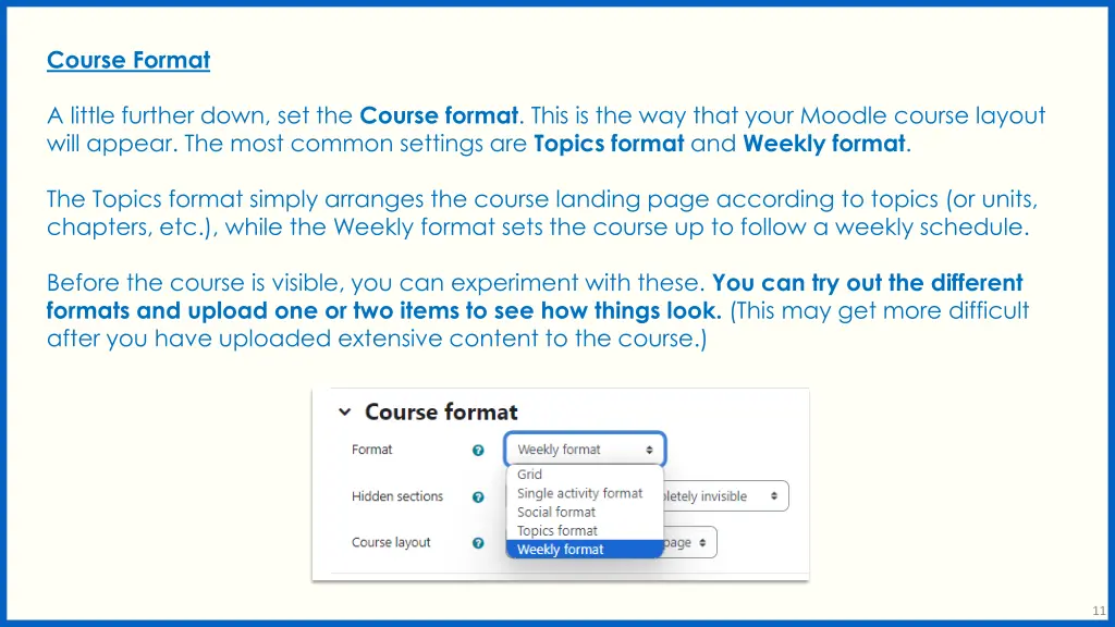 course format