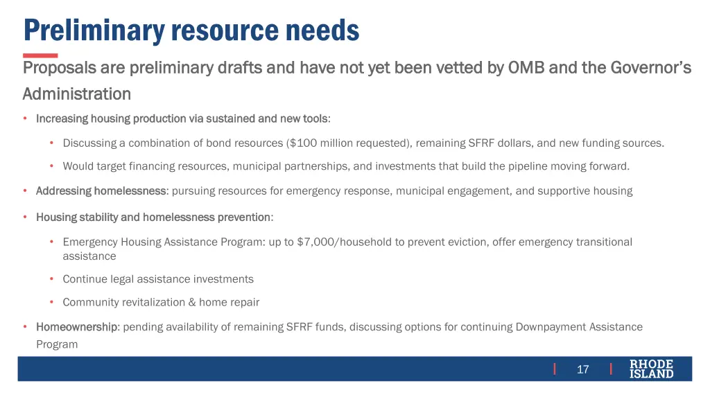 preliminary resource needs