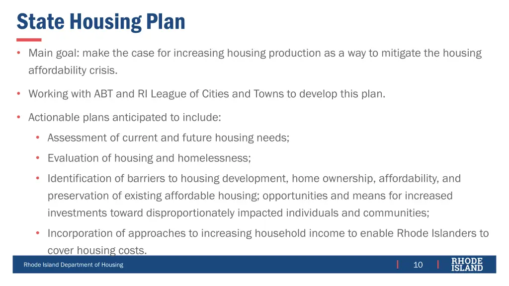 state housing plan