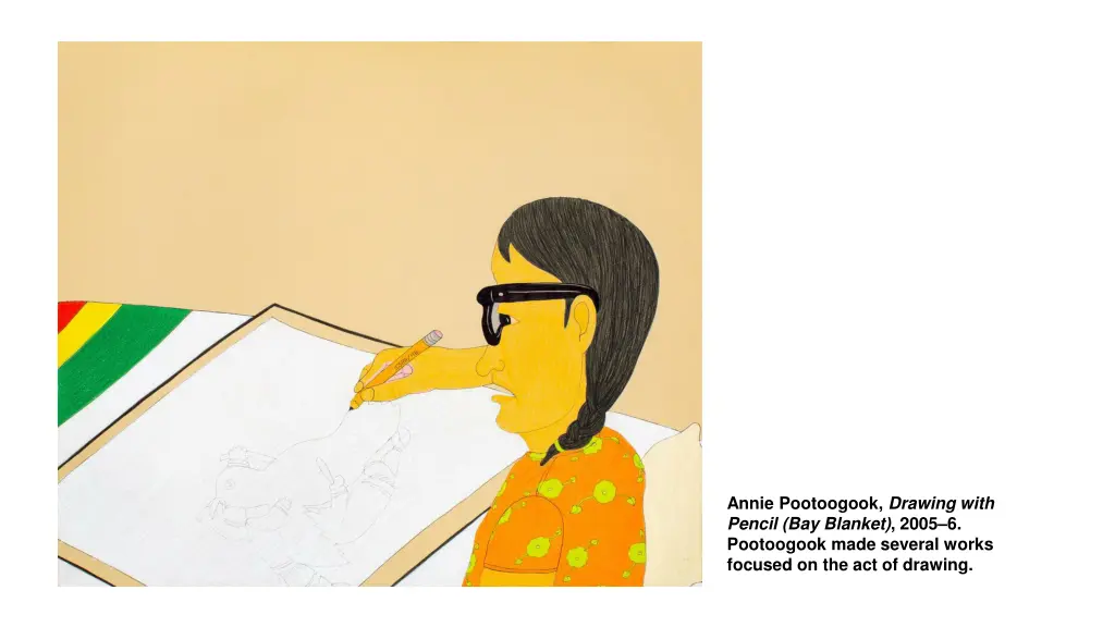 annie pootoogook drawing with pencil bay blanket