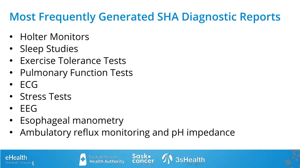 most frequently generated sha diagnostic reports