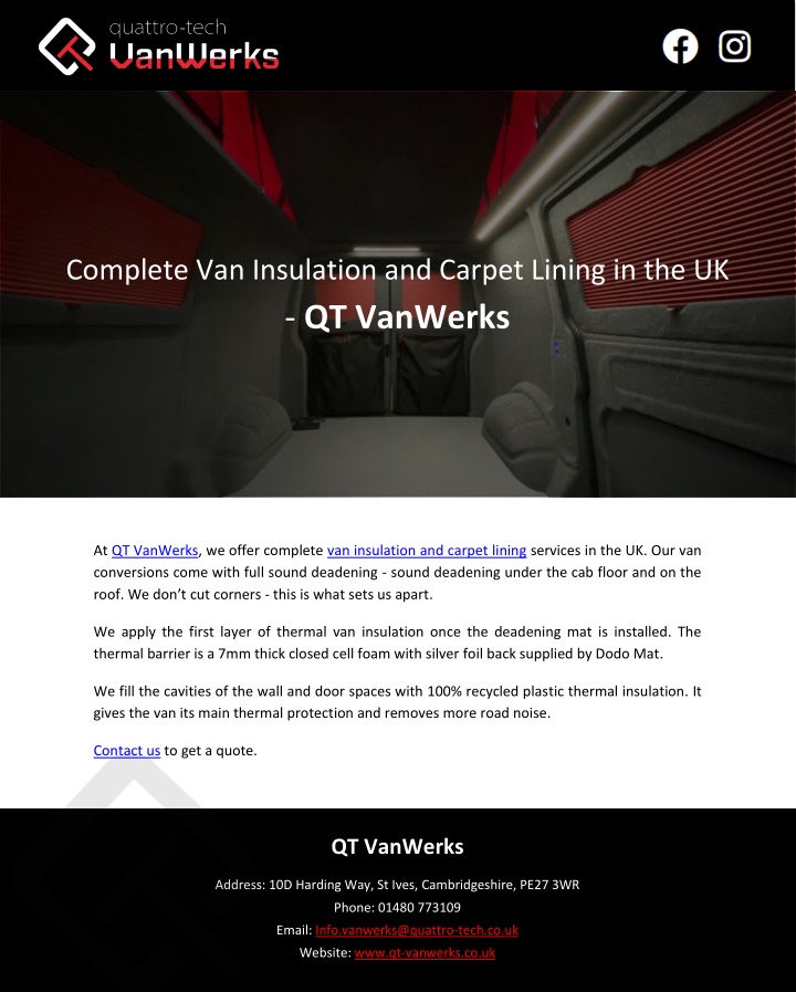 complete van insulation and carpet lining