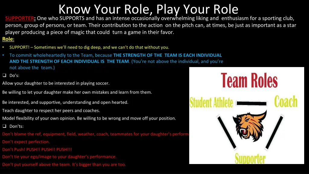 know your role play your role supporter