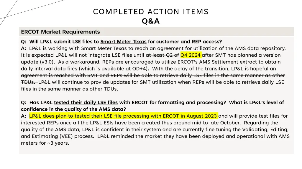 completed action items q a 2