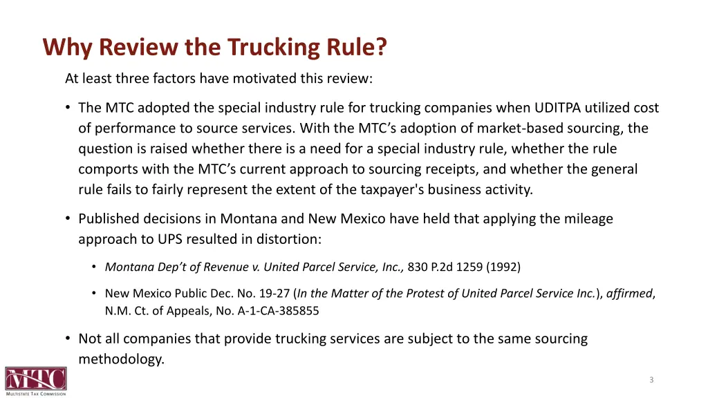 why review the trucking rule