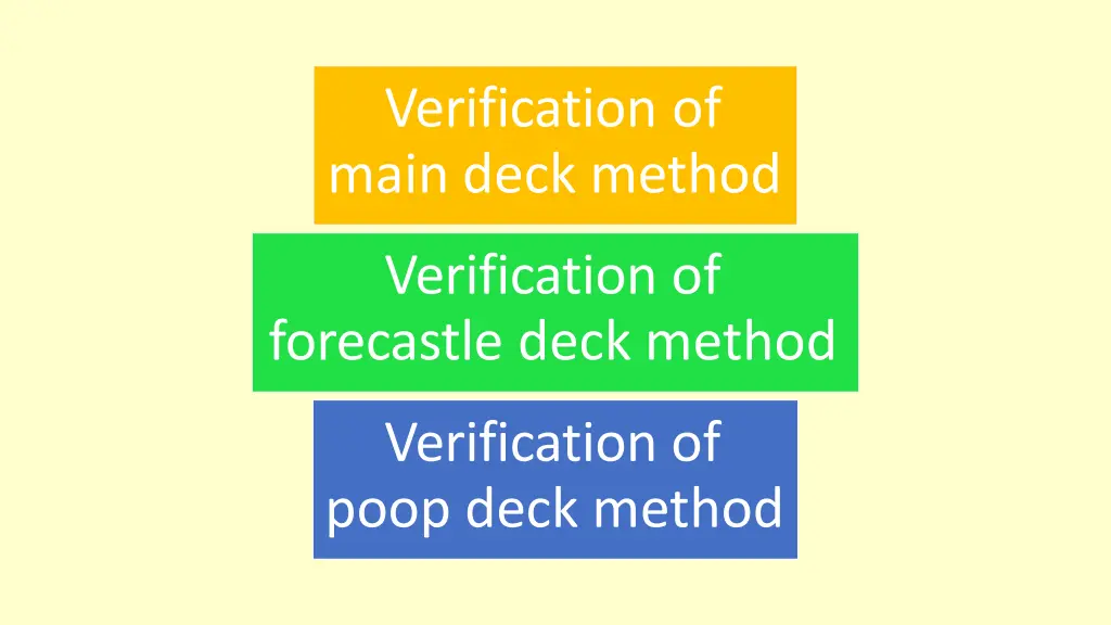 verification of main deck method