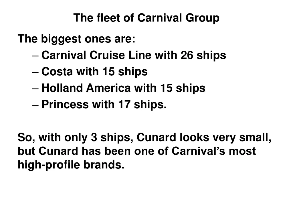 the fleet of carnival group