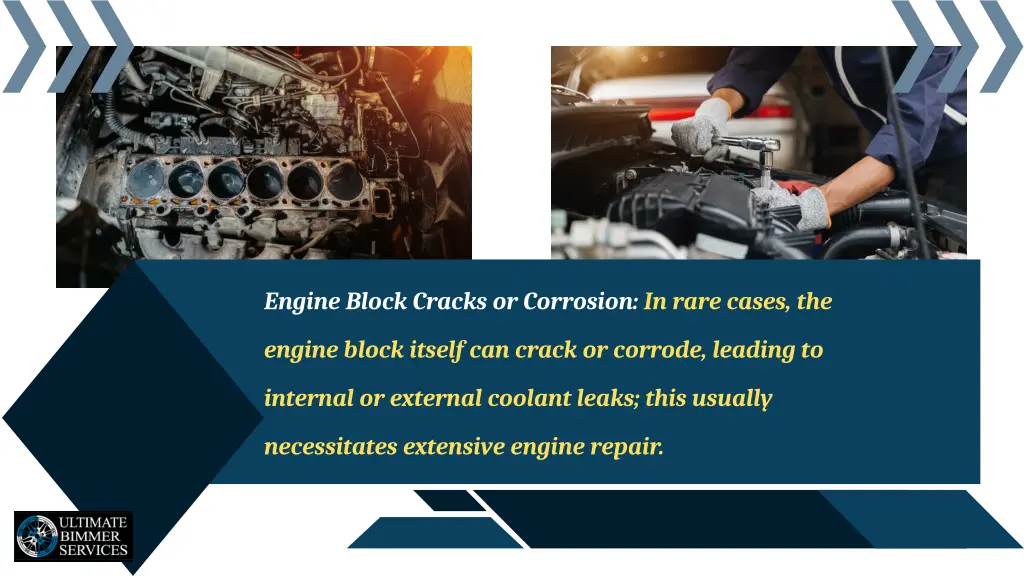 engine block cracks or corrosion in rare cases the