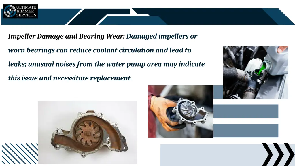 impeller damage and bearing wear damaged