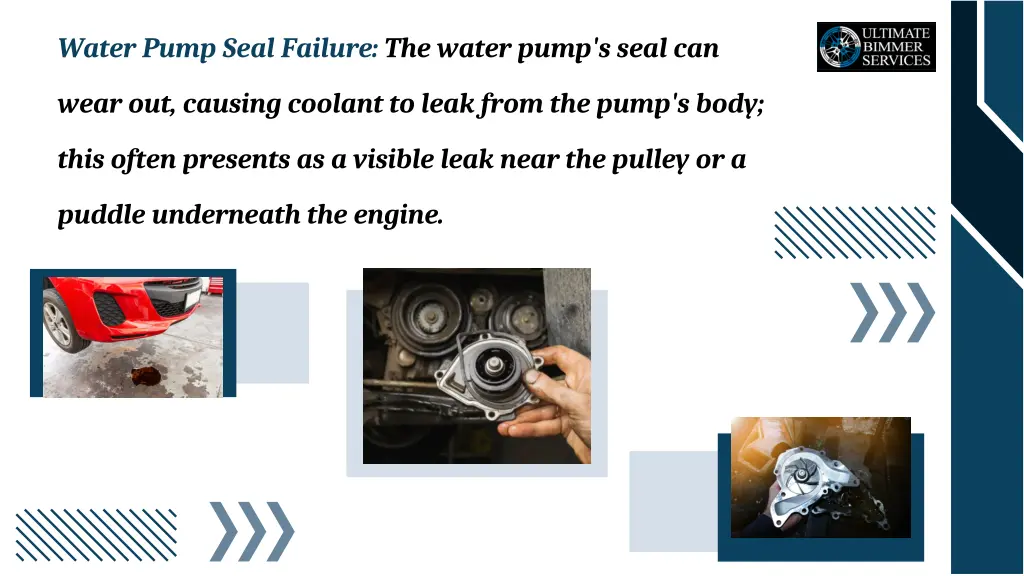 water pump seal failure the water pump s seal can