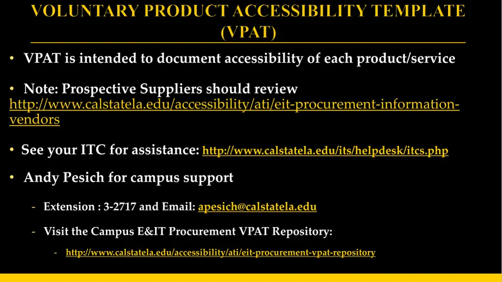 vpat is intended to document accessibility