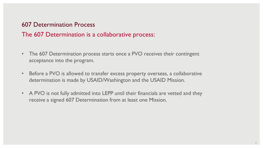 607 determination process the 607 determination