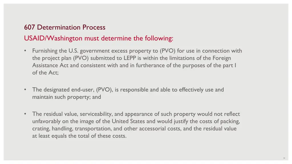 607 determination process usaid washington must