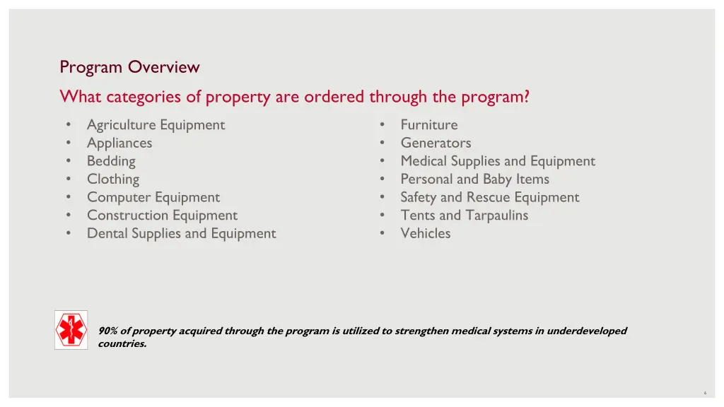 program overview what categories of property