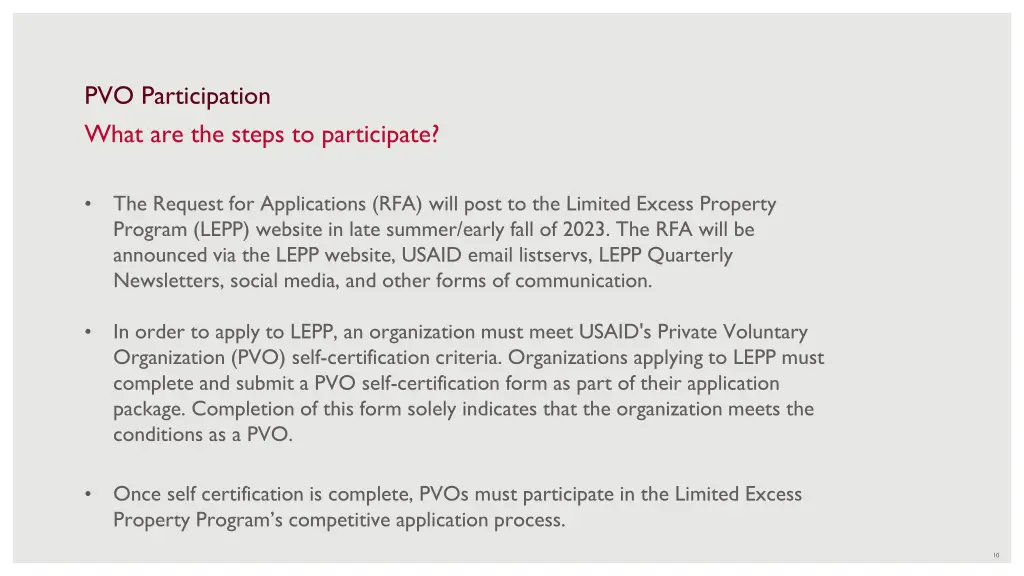 pvo participation what are the steps