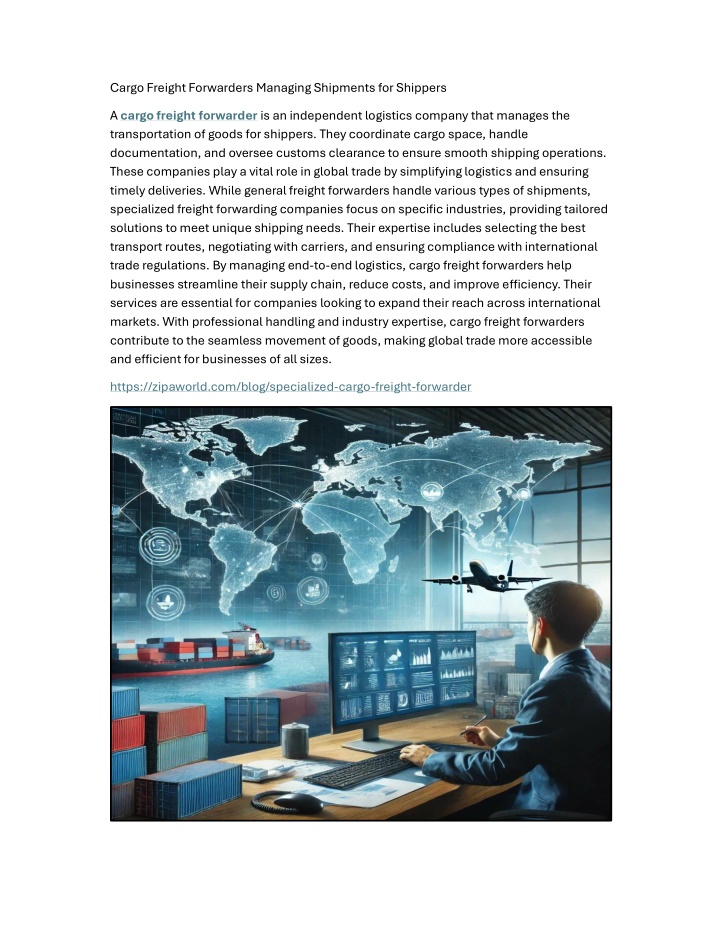 cargo freight forwarders managing shipments