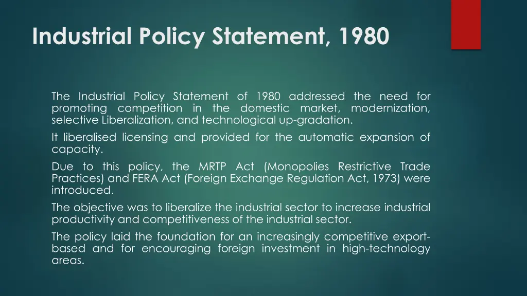 industrial policy statement 1980