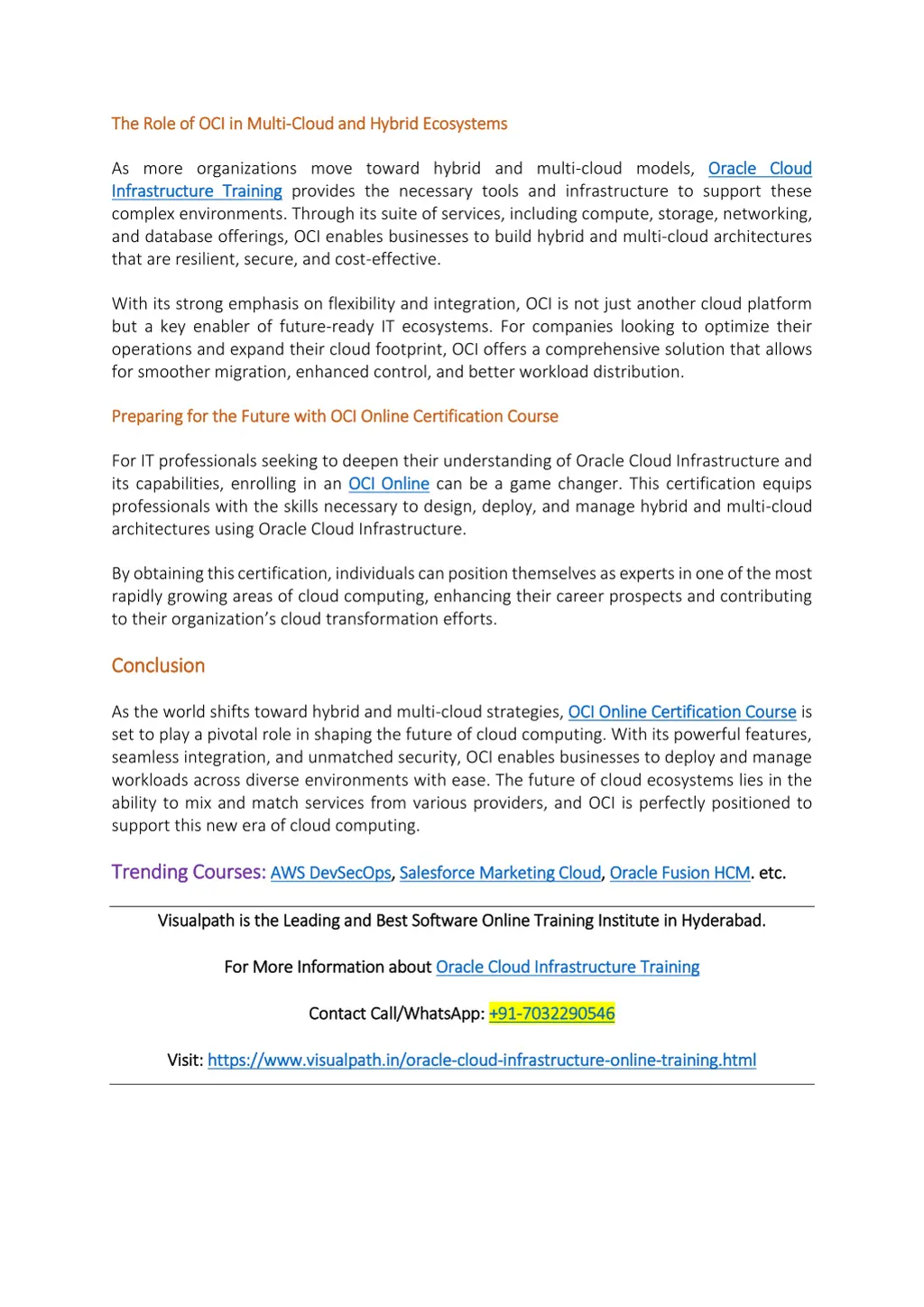 the role of oci in multi the role of oci in multi