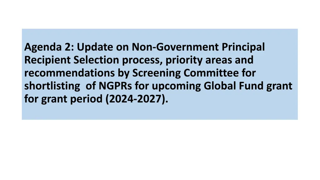agenda 2 update on non government principal