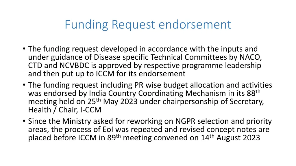 funding request endorsement