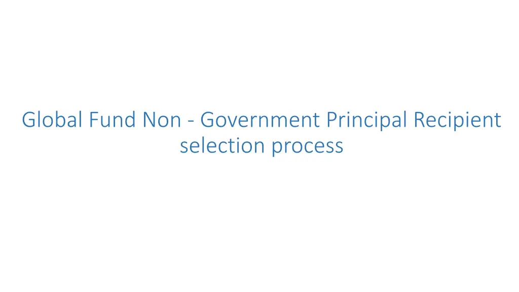 global fund non government principal recipient