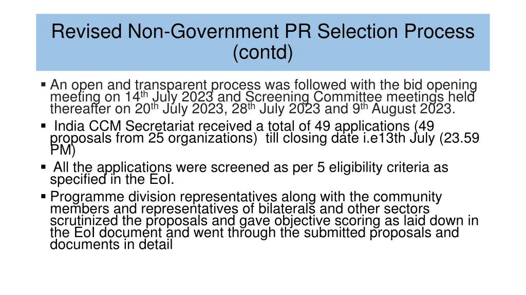 revised non government pr selection process contd
