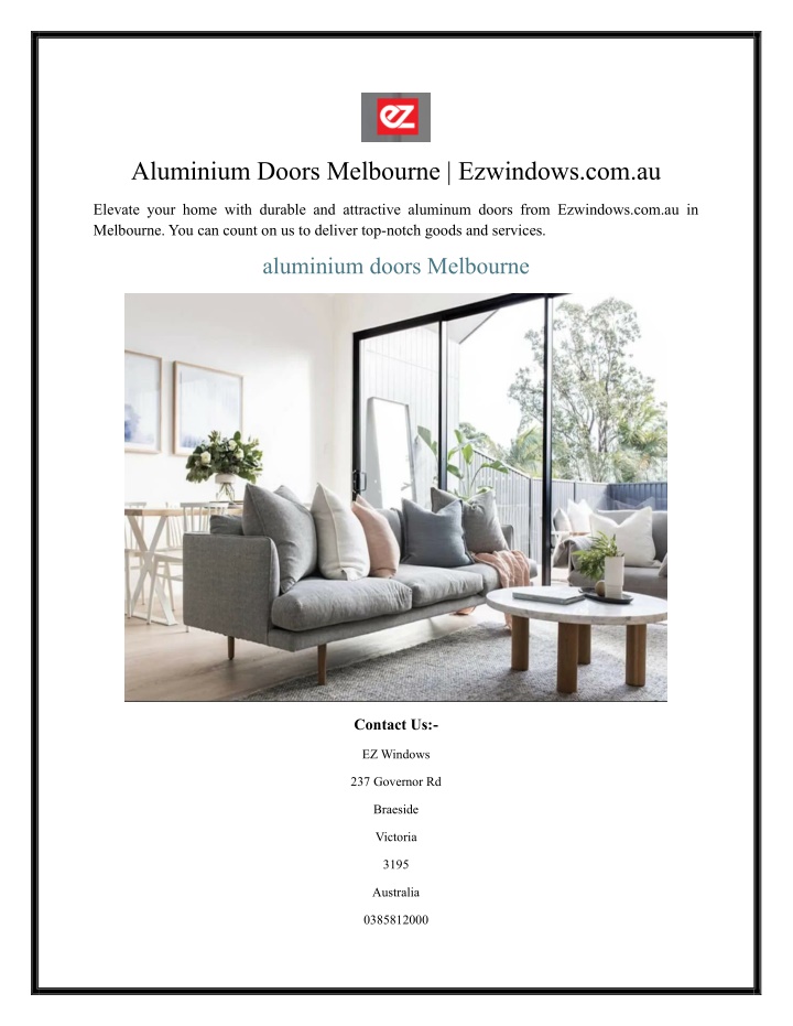 aluminium doors melbourne ezwindows com au
