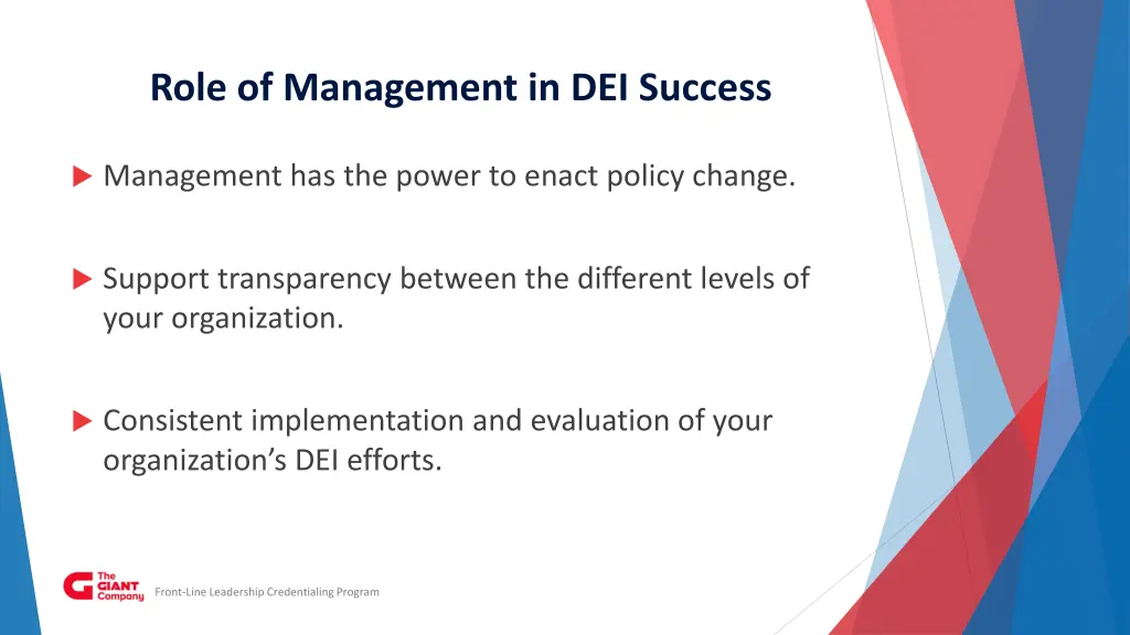 role of management in dei success