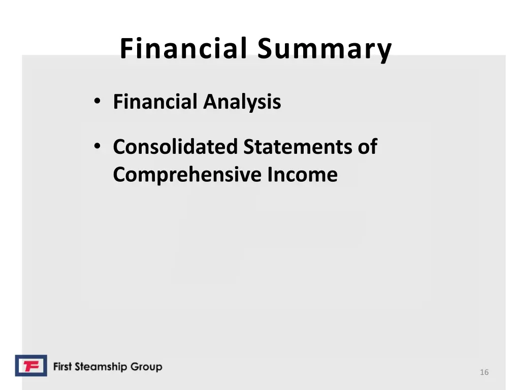 financial summary