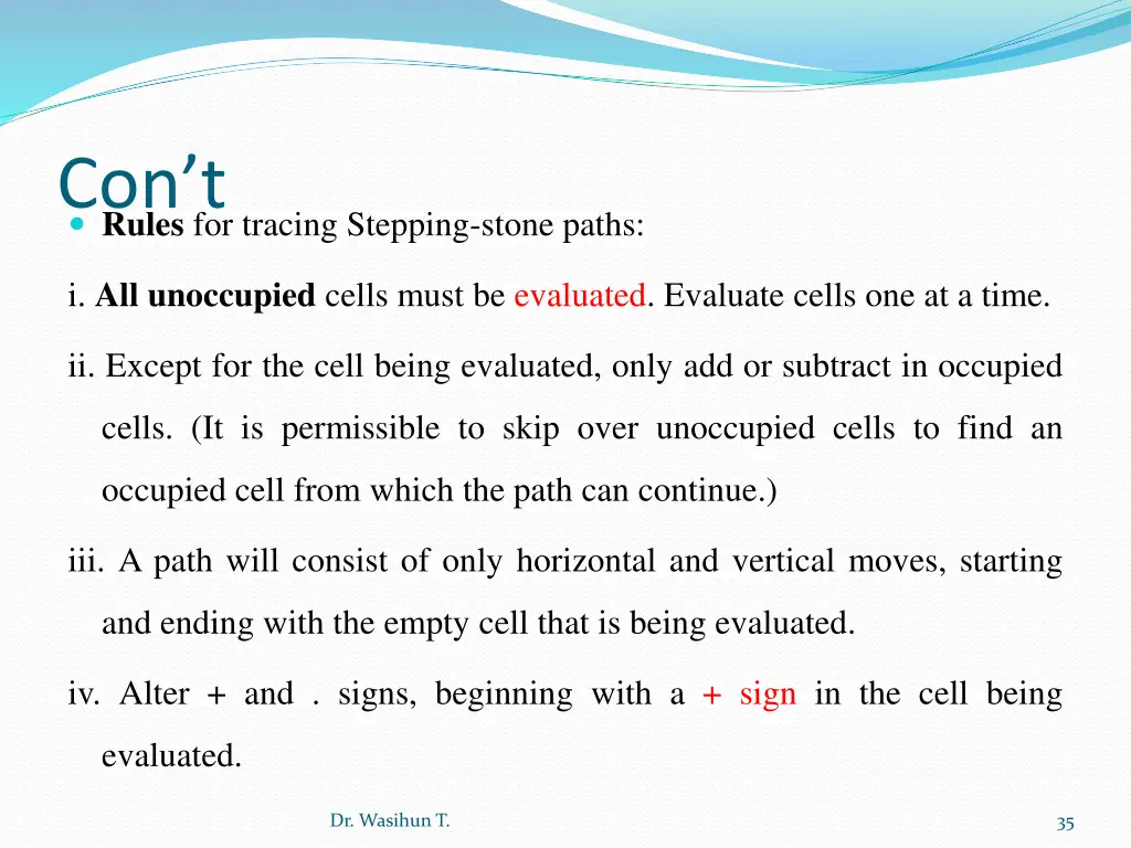 con t rules for tracing stepping stone paths