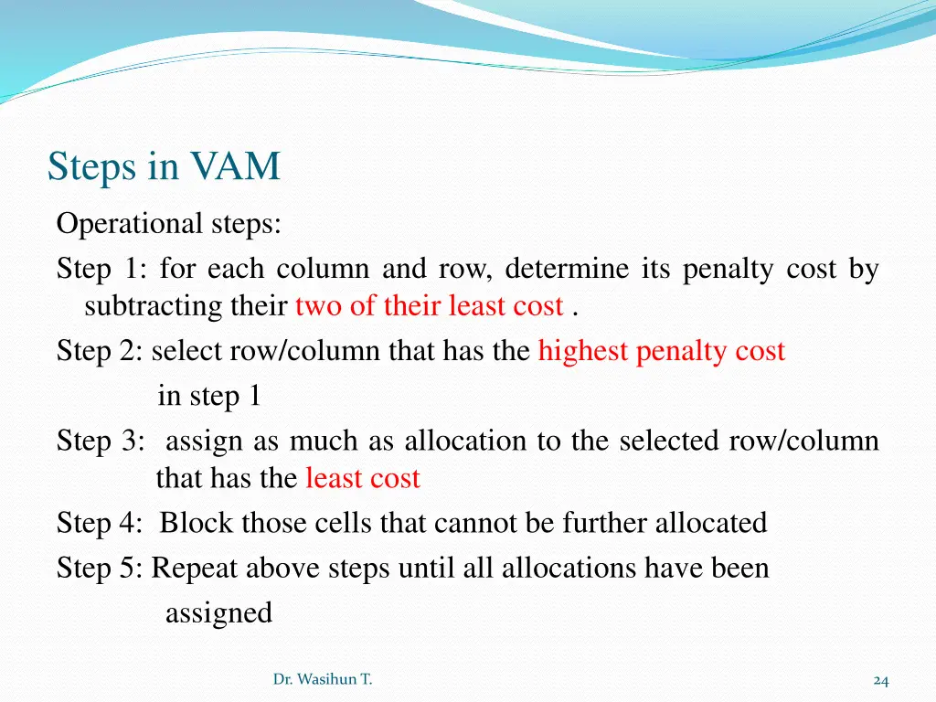 steps in vam