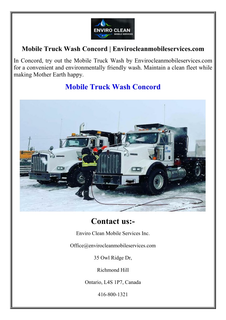 mobile truck wash concord