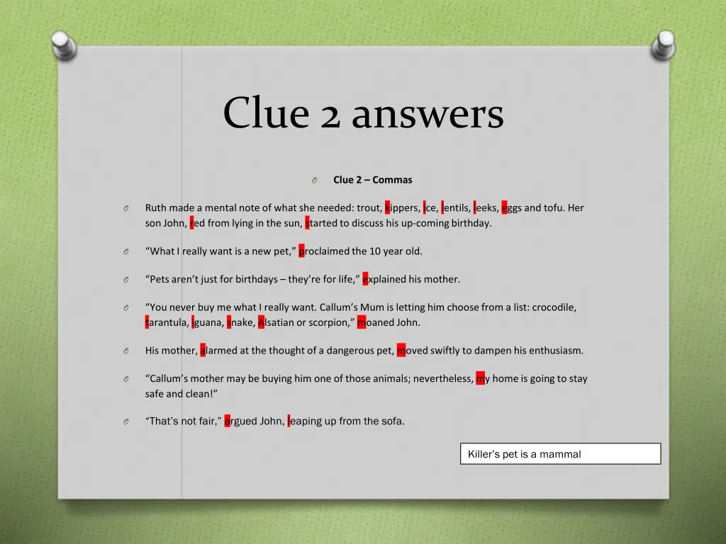 clue 2 answers