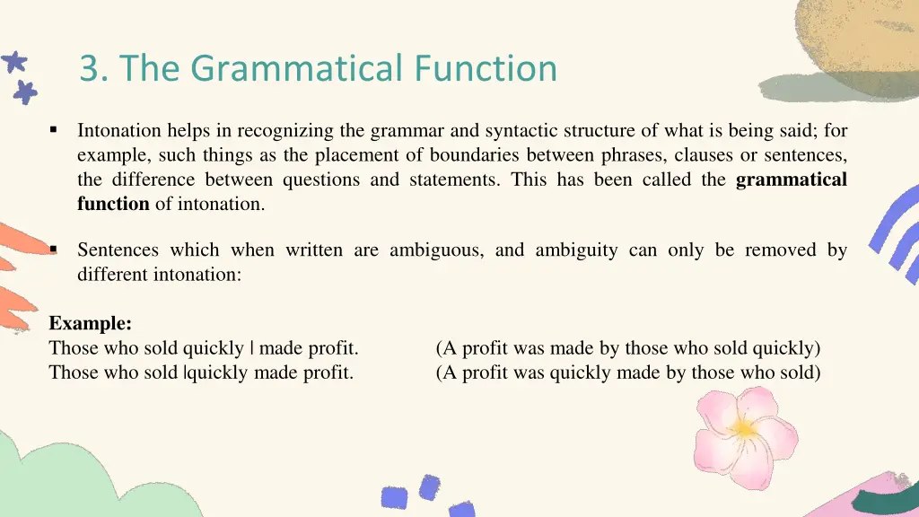 3 the grammatical function