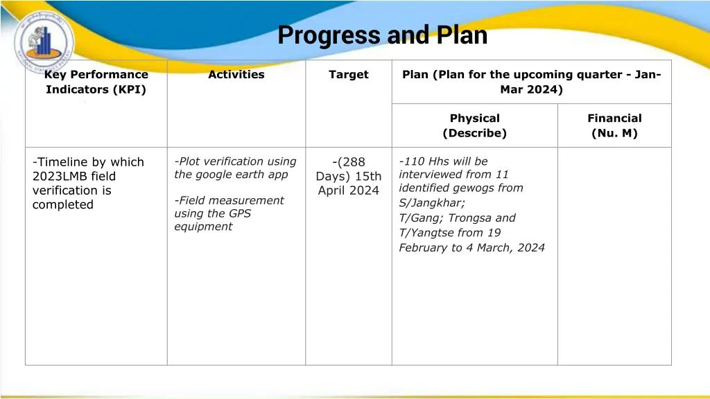 progress and plan 7