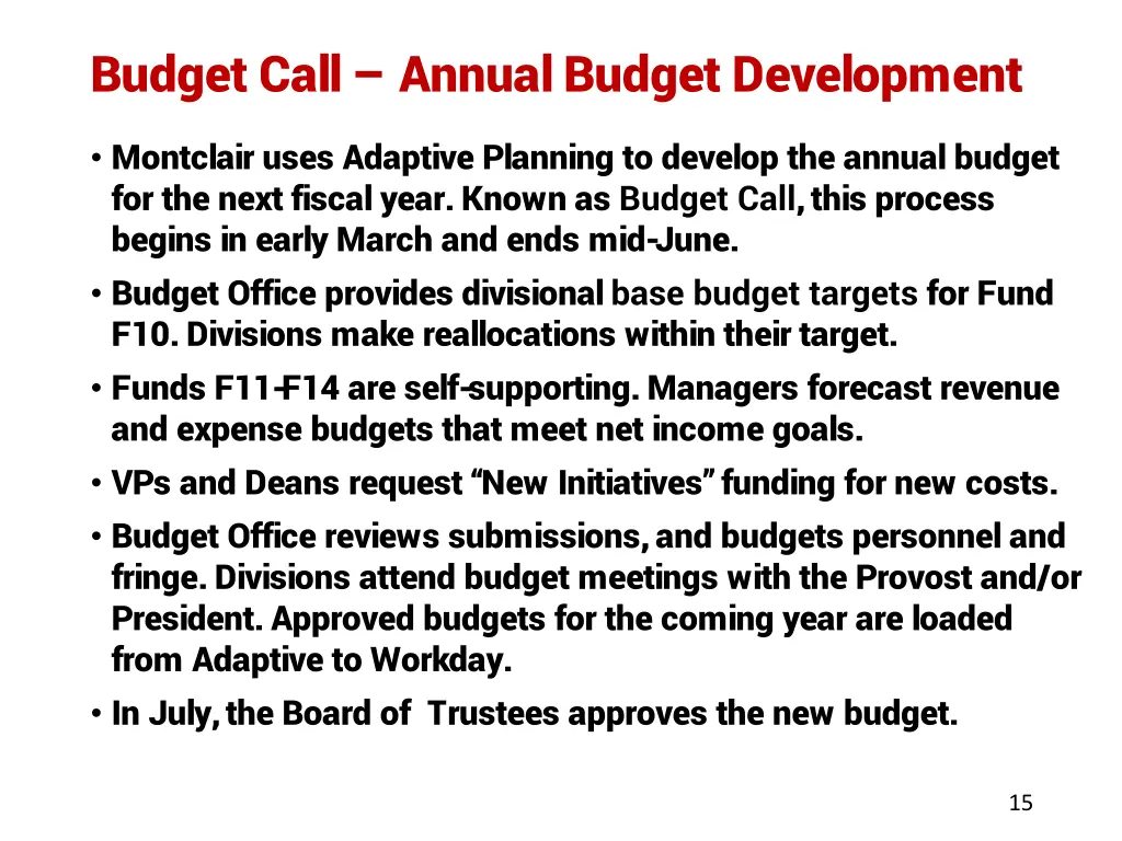 budget call annual budget development