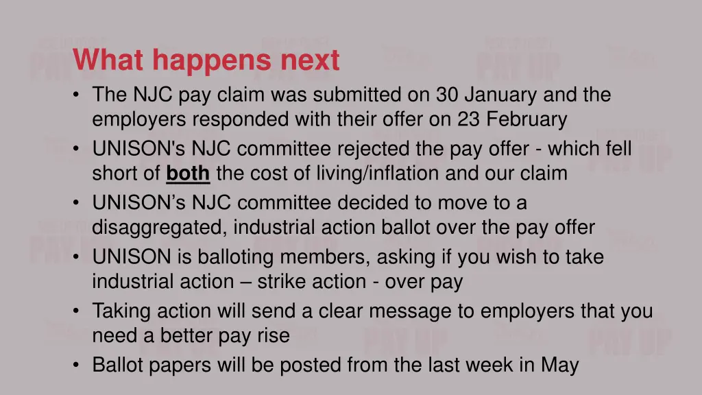 what happens next the njc pay claim was submitted