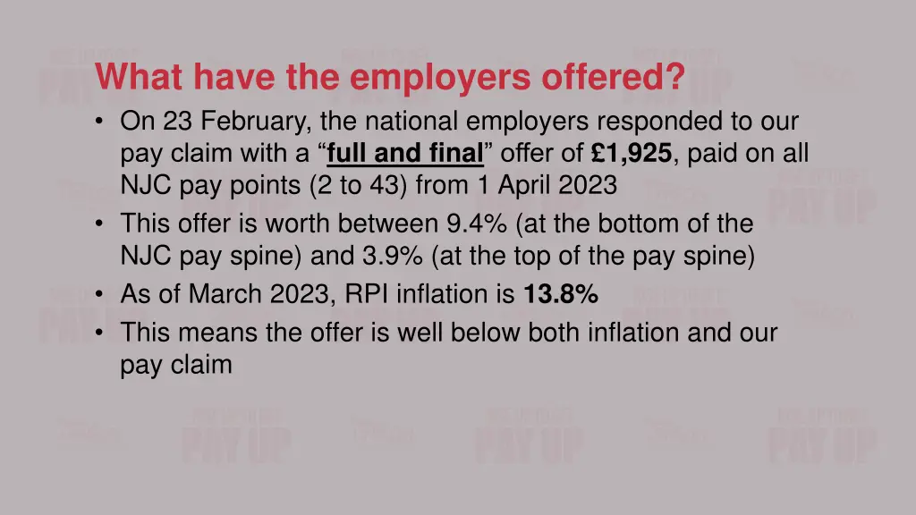 what have the employers offered on 23 february